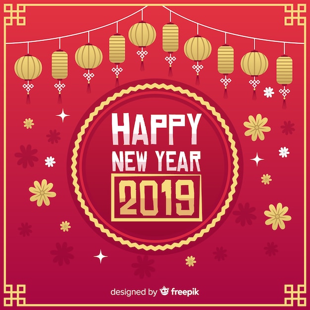 Rode en gouden chinese nieuwe jaar 2019 achtergrond
