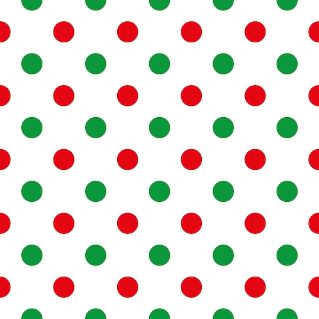 Rode en groene polka dot naadloze achtergrond of patroon. retro vector kerstmis of nieuwjaar stof.