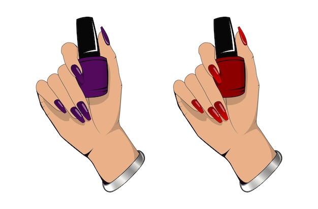 Rode en paarse nagellak set