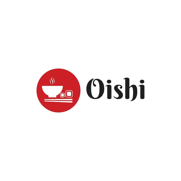 Rode en witte cirkel ramen en sushi Japans restaurant logo sjabloon