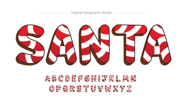 Rode en witte kerst candy cane lettertype