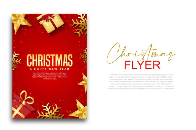 Rode flyer kerst vector ontwerp