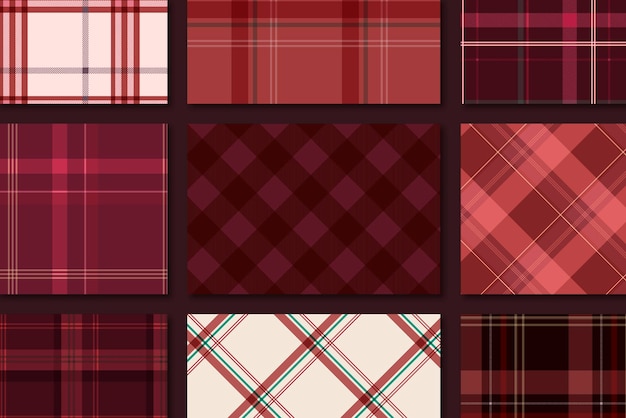 Rode geruite naadloze patroon achtergrond vector set