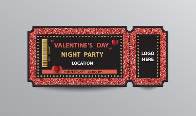 Rode glinsterende kaartjesstomp voor Valentijnsdagfeest.