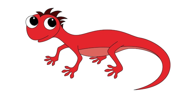 Vector rode hagedis in een cartoon-stijl op een witte achtergrond. vectorillustratie met schattig dier.