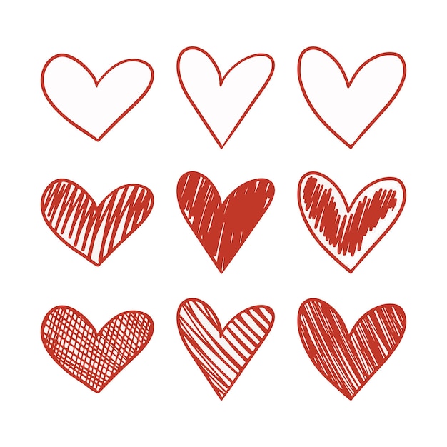 Vector rode hand tekenen harten vector illustratie