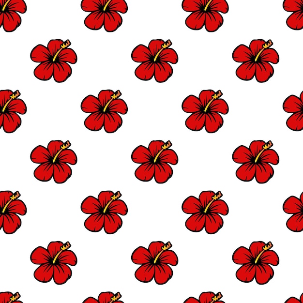 Rode hibiscusbloem Naadloos Patroonontwerp