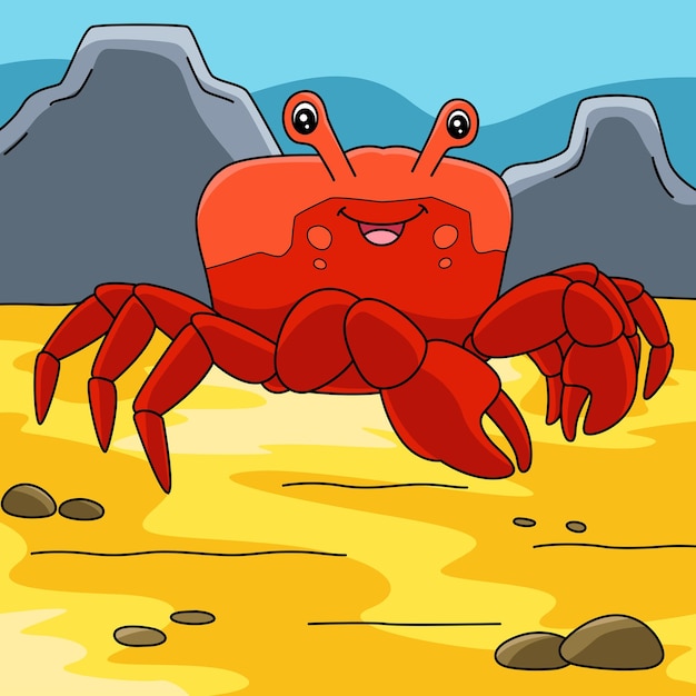 Rode jamaicaanse krab cartoon gekleurde afbeelding