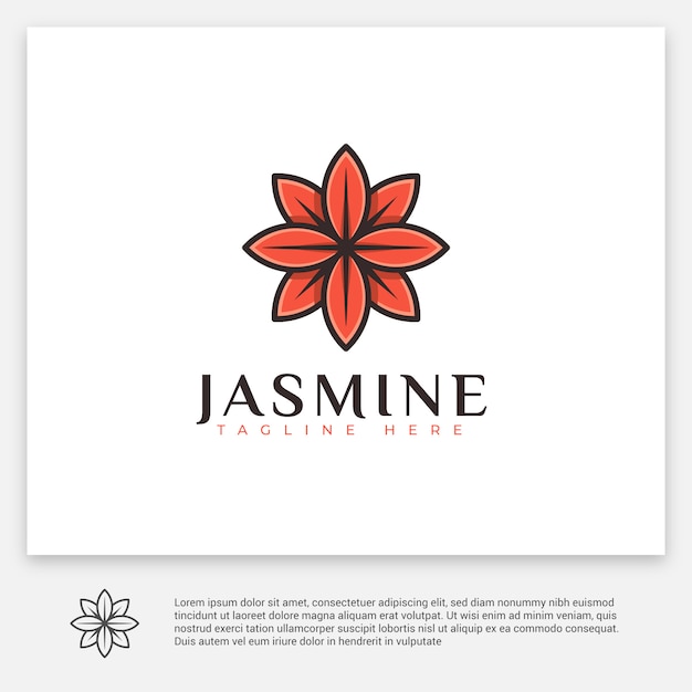 Rode jasmijn geometrische logo