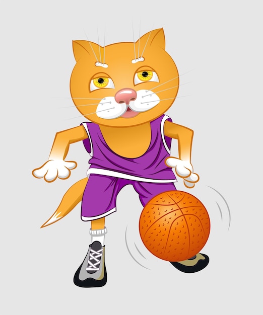 Rode kat basketballer Multicolor vectorillustratie