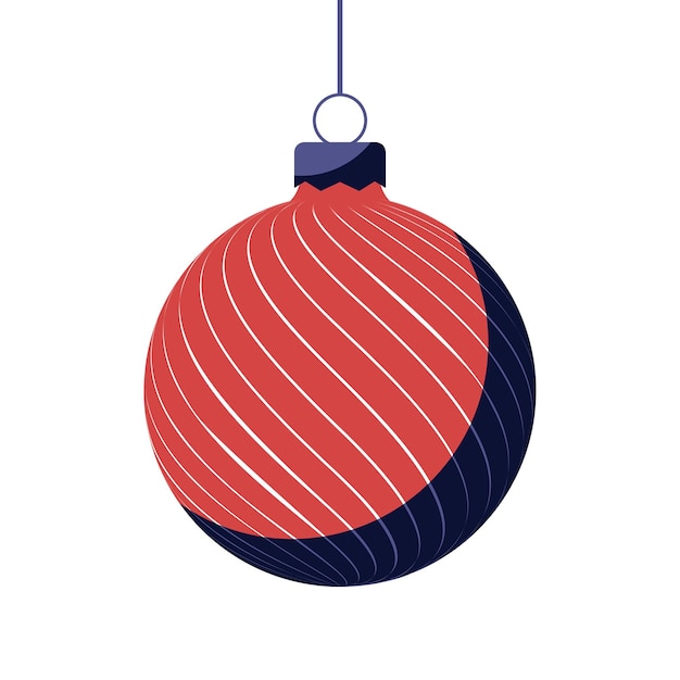 Vector rode kerstbal met vakantieornament vectorillustratie in plat ontwerp 2023 speelgoed voor kerstboom