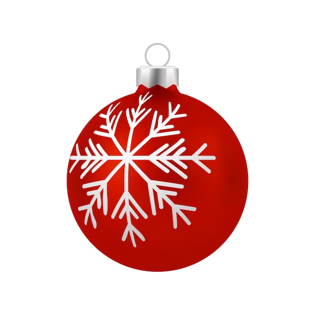 Rode kerstbal met wit ornament Vector