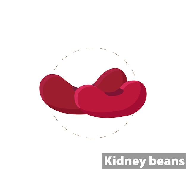 Rode kidney bonen platte pictogram geïsoleerde illustratie