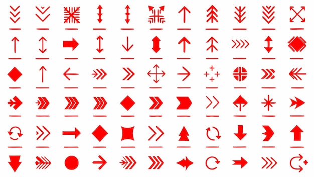 Rode kleur illustraties Set van pijlen collectie in platte stijl