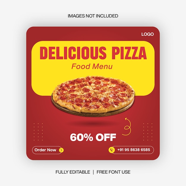 rode kleur Pizza Food social media banner post sjabloonontwerp