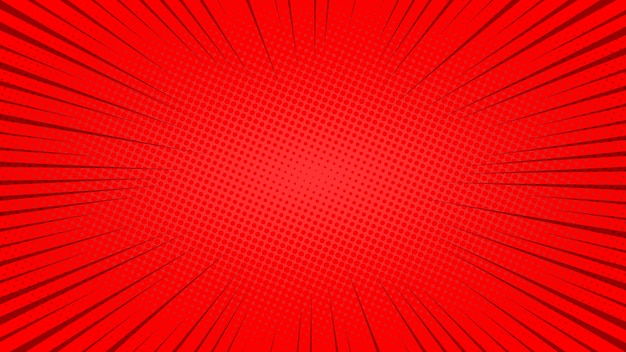 Rode komische popart vintage achtergrond met halftoonpunten