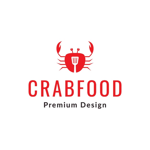 Rode krab met spatel logo ontwerp vector grafisch symbool pictogram teken illustratie creatief idee