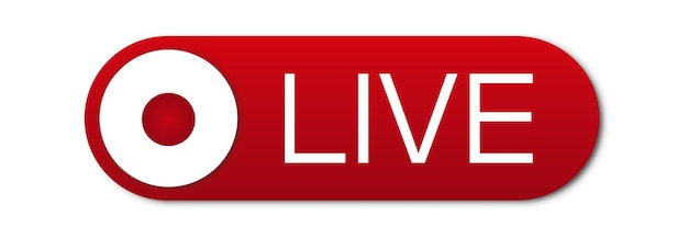 Rode live-knop op een witte achtergrond Live symbool badge teken label sticker sjabloon