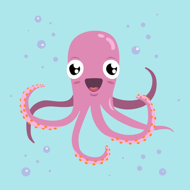 Vector rode octopus stripfiguur.