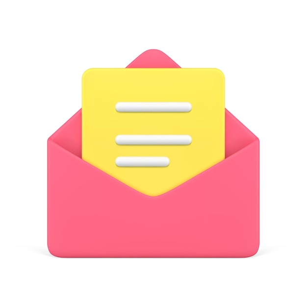 Rode open envelop met gele letter binnen d pictogram vector illustratie cyberspace e-mail mail