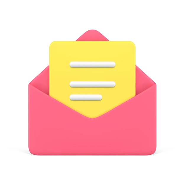 Rode open envelop met gele letter binnen d pictogram vector illustratie cyberspace e-mail mail