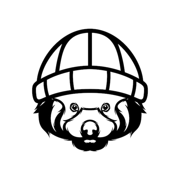 Vector rode panda beaniehat overzicht