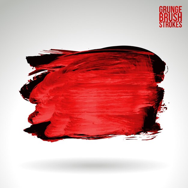 Rode penseelstreek en textuur Grunge vector abstract handgeschilderd element
