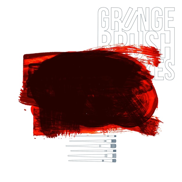 Rode penseelstreek en textuur Grunge vector abstracte handgeschilderde element