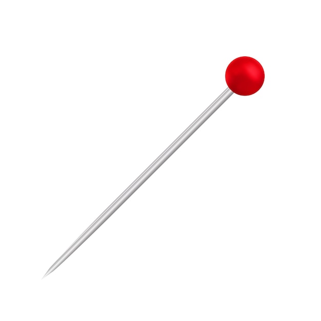Rode pin pictogram Bevestig knop op naald vastgemaakt kantoor punaise en papier push pin Vector illustratie