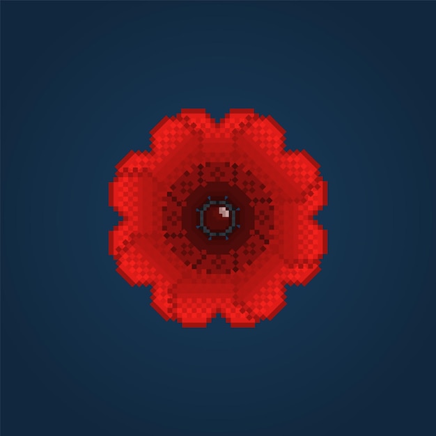 Rode pixel papaver bloem logo