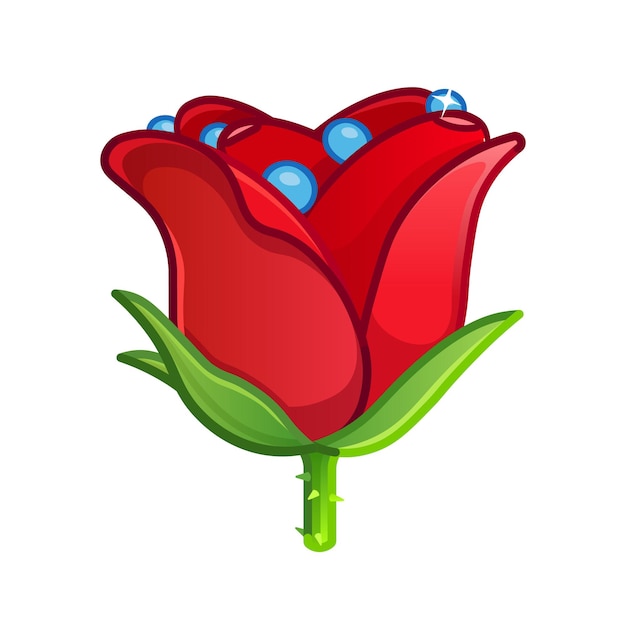 Rode roos met waterdruppels Groot formaat emoji-bloem
