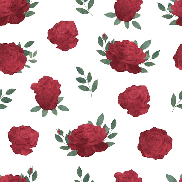 Vector rode roos naadloos patroon bloemframe achtergrond