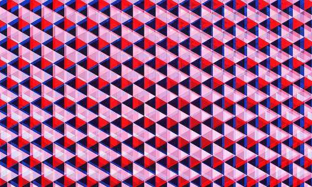 Rode roze en donkerblauwe abstracte achtergrond met driehoekige elementen geometrische 3D-textuur