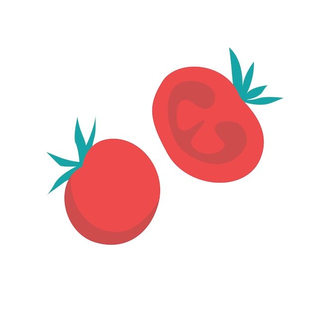 Rode sappige tomaten hele groente en in tweeën gesneden Verse groenten op een witte achtergrond