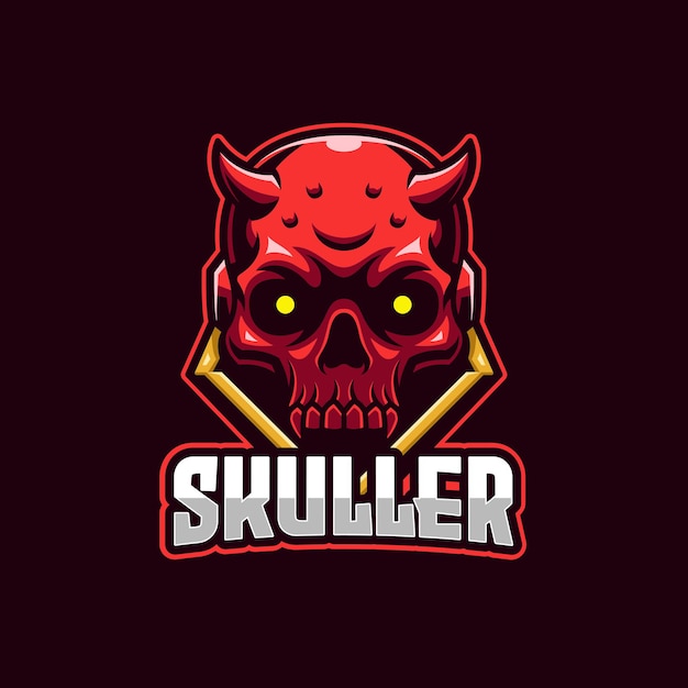 Rode schedel duivel e-sports logo sjabloon