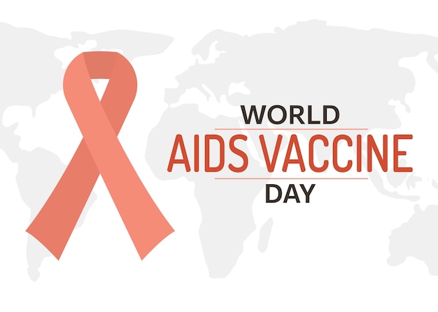 Rode strik op grijze Earth-kaart Wereld Aids Vaccine Dag Preventie en bewustmakingsbanner