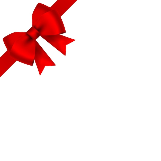 Rode strik voor cadeau- en groetekaartjes op witte achtergrond