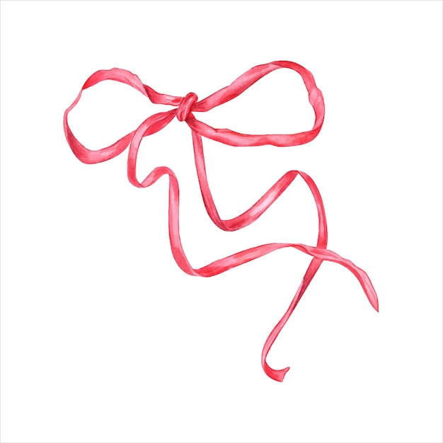 Rode strikken met lange linten Ontwerpelement voor het versieren van geschenken bloemenboeketten kaarten