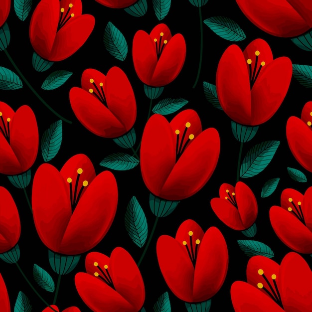 Vector rode tulpen naadloos patroon