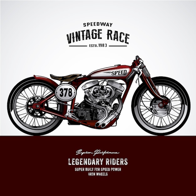 Rode vintage motorfiets ontwerp