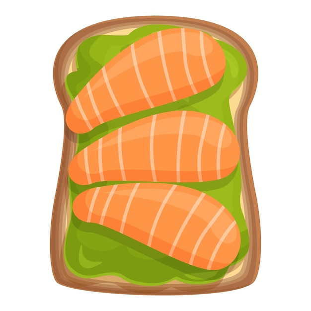 Vector rode vis avocado toast pictogram cartoon vector brood segment zalm stuk