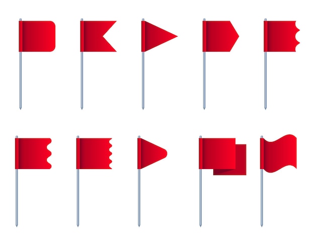 Rode vlag pin kaart verschillende vorm geïsoleerd se plat grafisch ontwerp illustratie