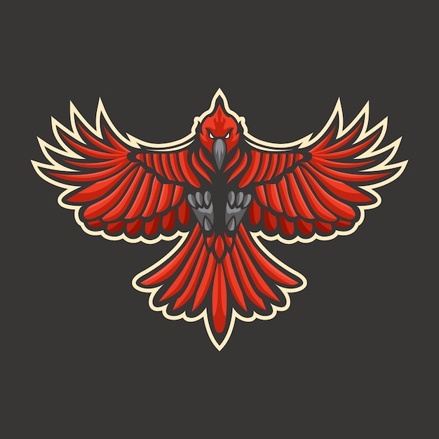 Rode vogel mascotte logo ontwerp sport of esport