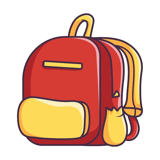 Rode voorschoolse rugzak met gele accenten Vector Illustratie Icon Flat Cartoon Style