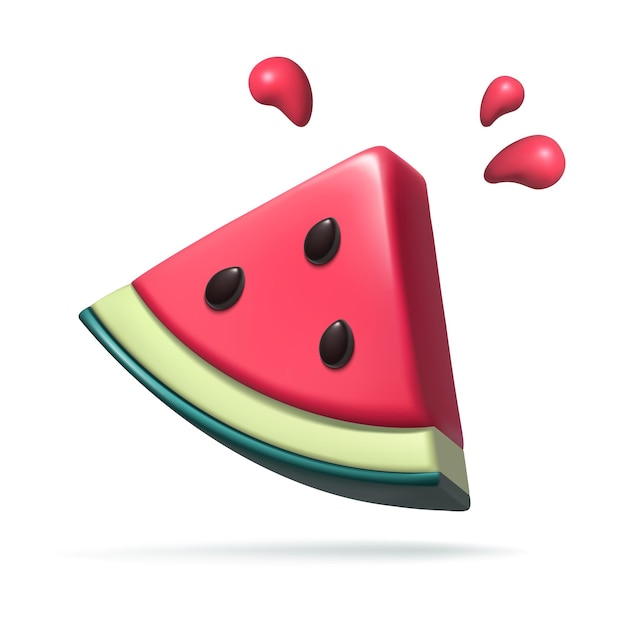 Rode watermeloen fruit d pictogram realistische plastic driedimensionale cartoon zomer vectorillustratie