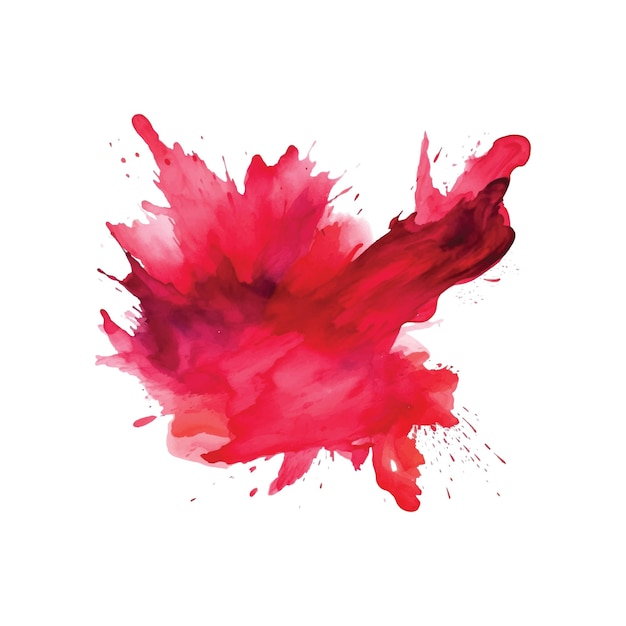 Rode waterverf Acrylverf spetterende vlek grunge penseelstreek geïsoleerd op witte achtergrond