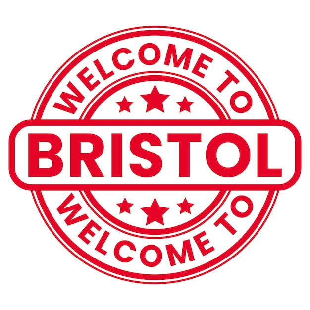Rode Welkom bij Bristol Sign Stamp Sticker met sterren vector illustratie