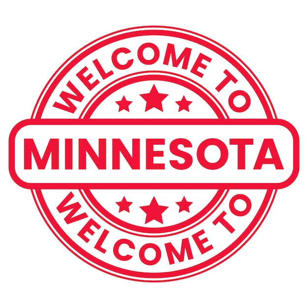 Rode Welkom bij Minnesota Sign Stamp Sticker met sterren vector illustratie