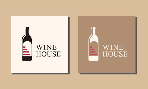 Rode wijnhuis met vintage logo-ontwerpinspiratie voor flessen