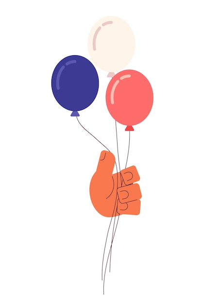 Vector rode witte en blauwe ballonnen met een semi-platte kleurrijke vectorhand onafhankelijkheidsdag amerika patriottisme partij bewerkbare clip art op wit eenvoudige cartoon spot illustratie voor web grafisch ontwerp